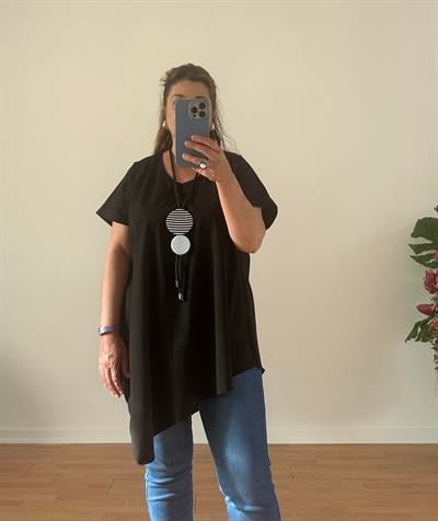 V Yaka Verev Salaş Tunik-Siyah