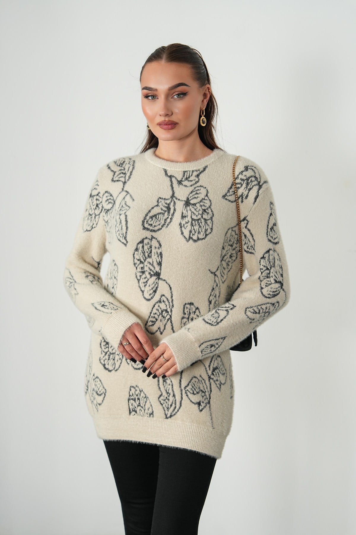 Desenli Angora Tunik  Kazak
