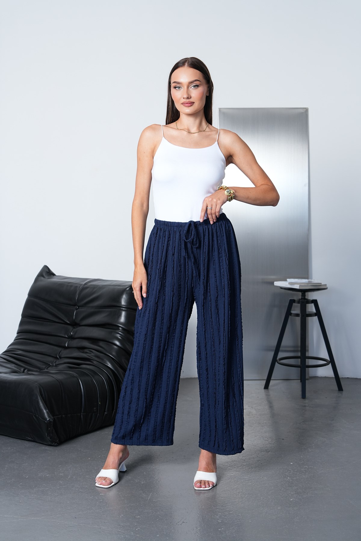 Gofre Pantalon-Lacivert