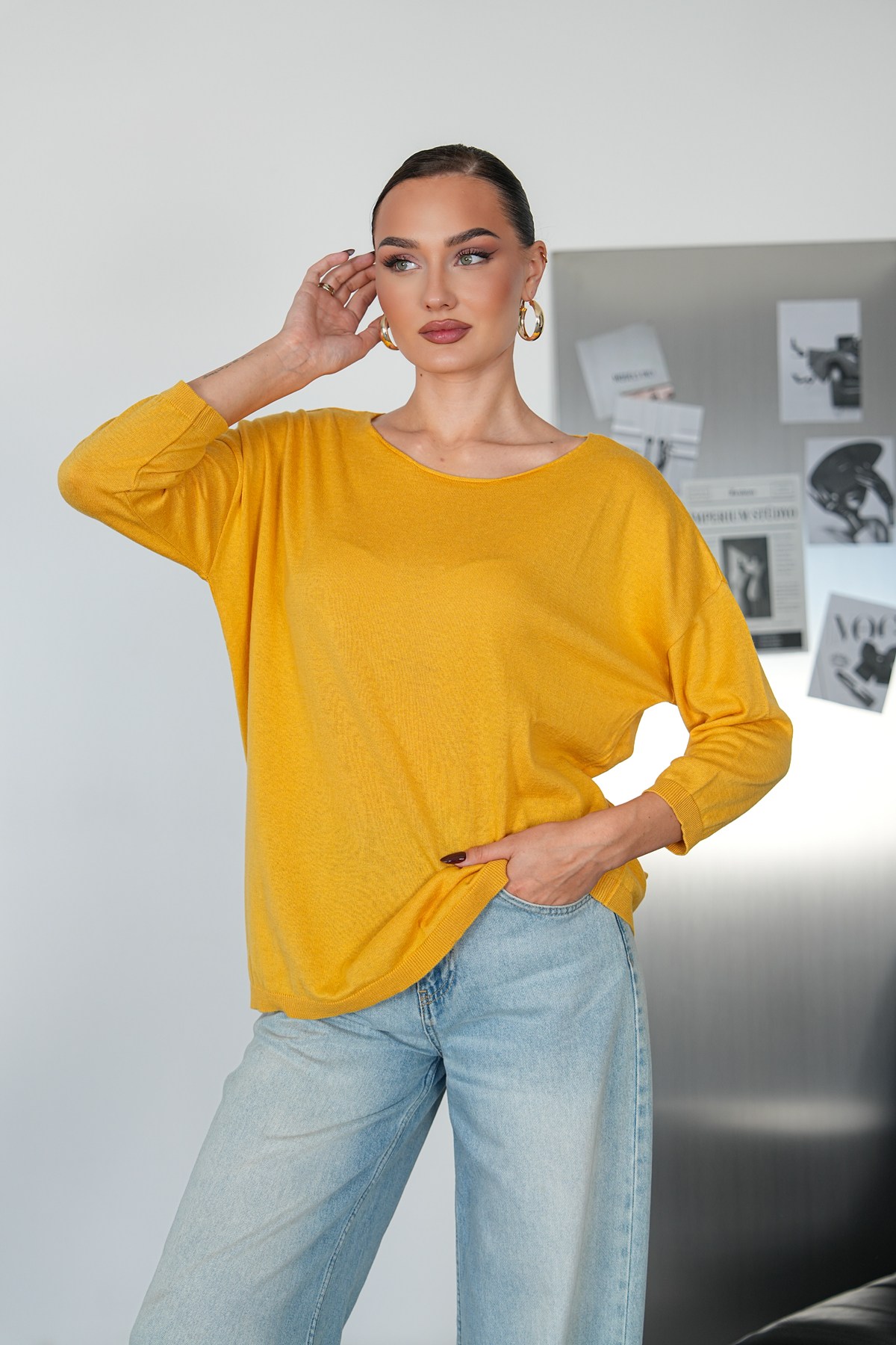 Oversize Kayık Yaka Triko Kazak
