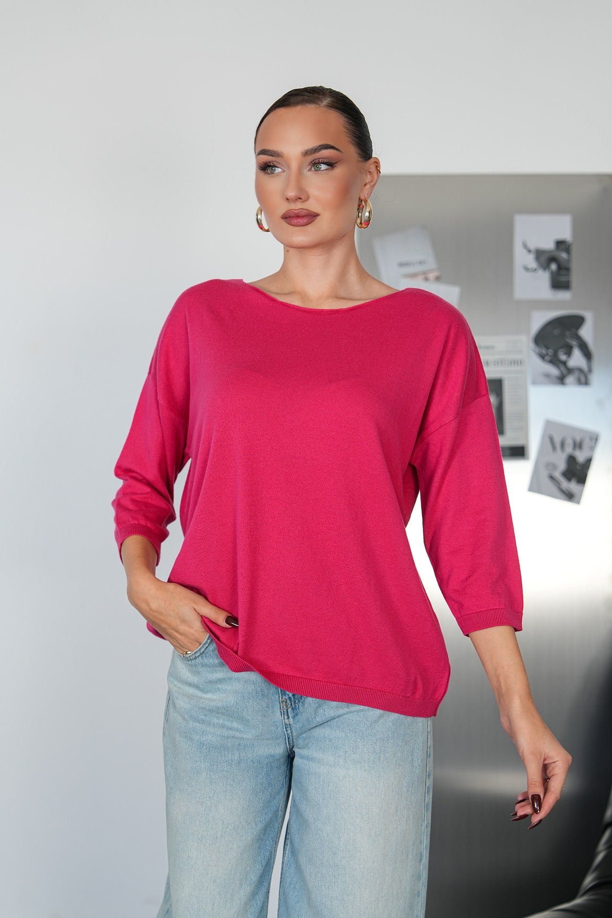 Oversize Kayık Yaka Triko Kazak