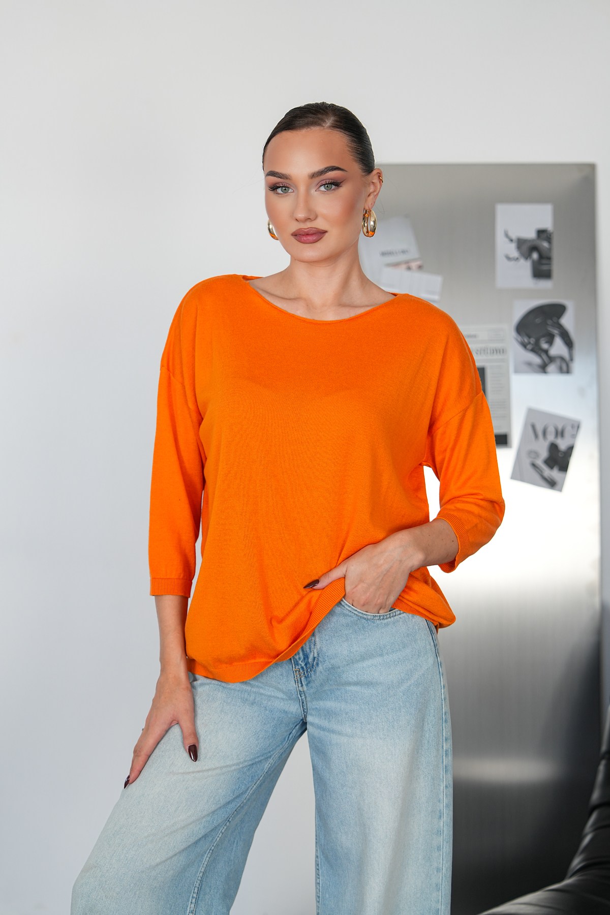 Oversize Kayık Yaka Triko Kazak