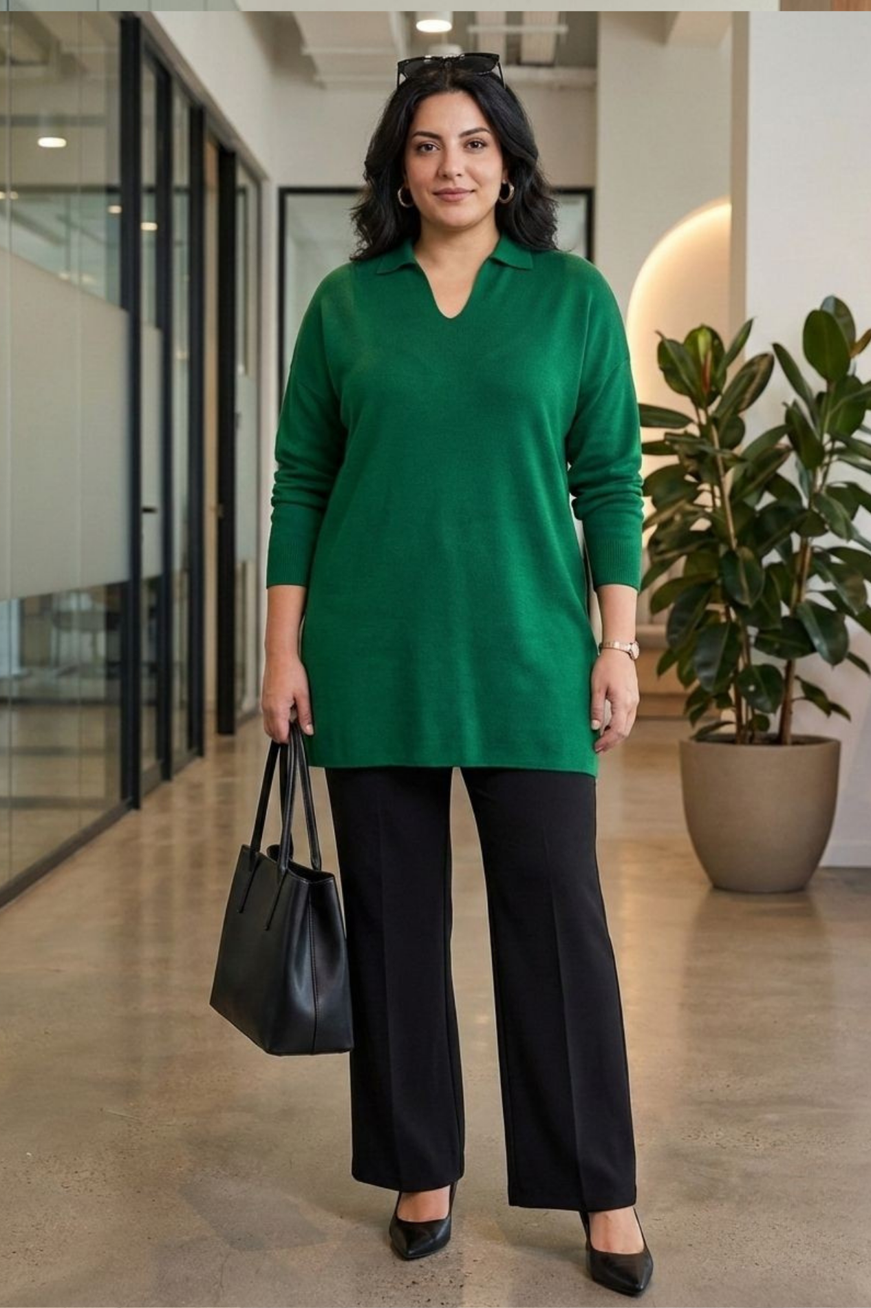 Oversize Polo Yaka Triko Kazak