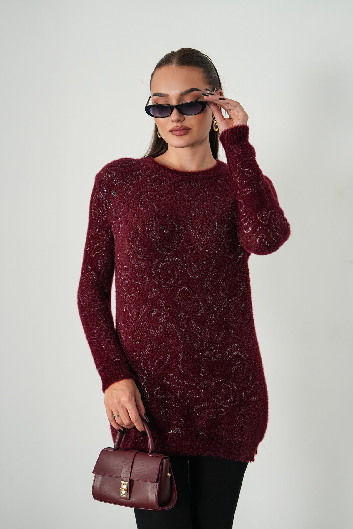 Sim Geçişli Angora Tunik Kazak