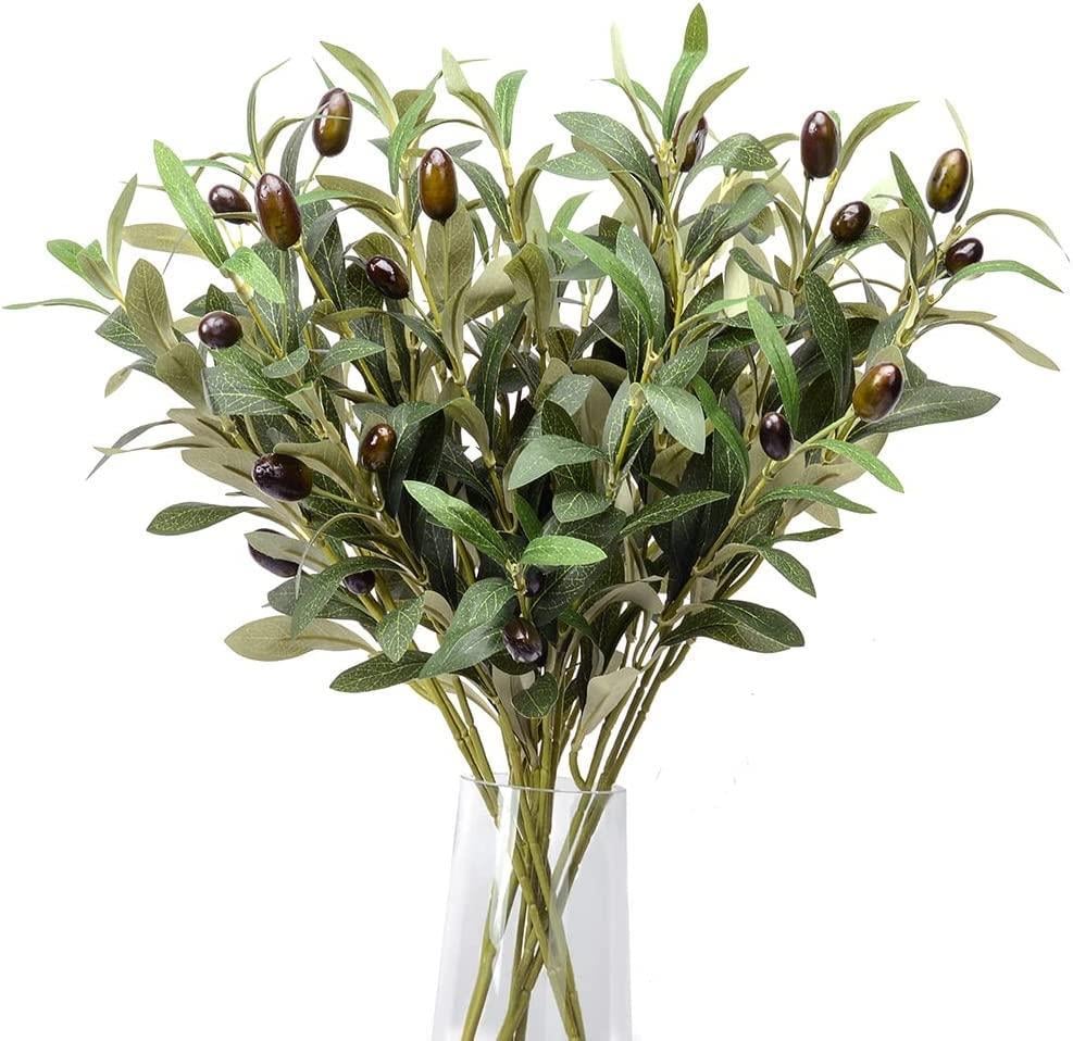 4lü Set Yapay Zeytin Dalı 45cm 4 Meyveli Yapay Çiçek