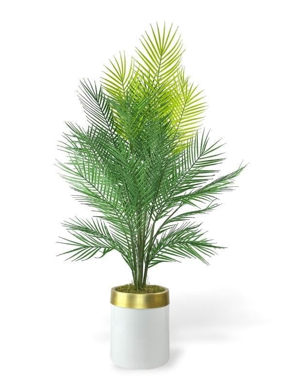 Yapay Ağaç Areka 130*60cm 40Yapraklı BeyazGold Paslanmaz Saksıda 