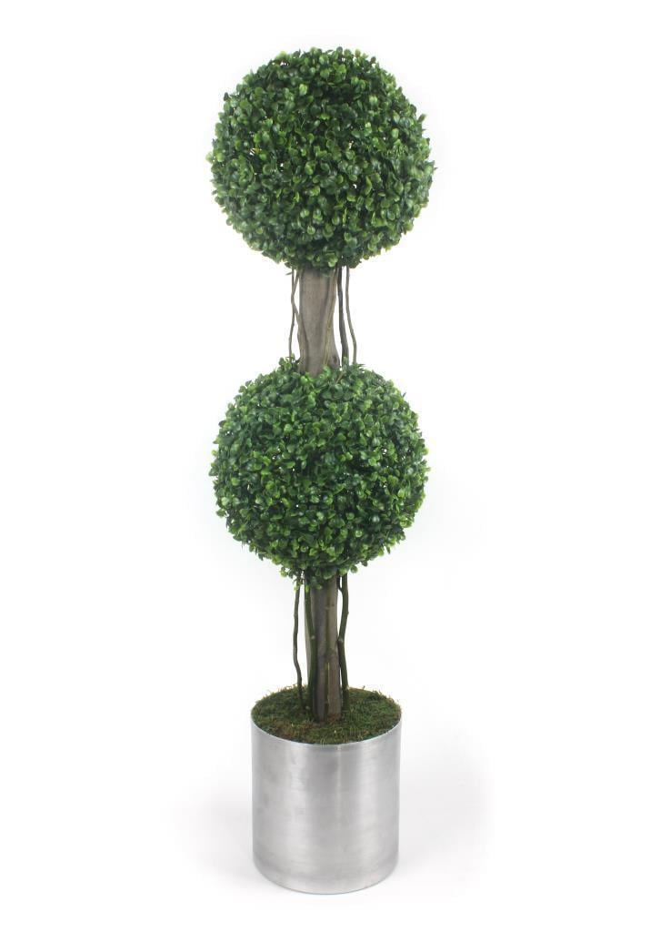 Yapay Ağaç Şimşir Top 2li Model Paslanmaz Aleminyum Saksılı