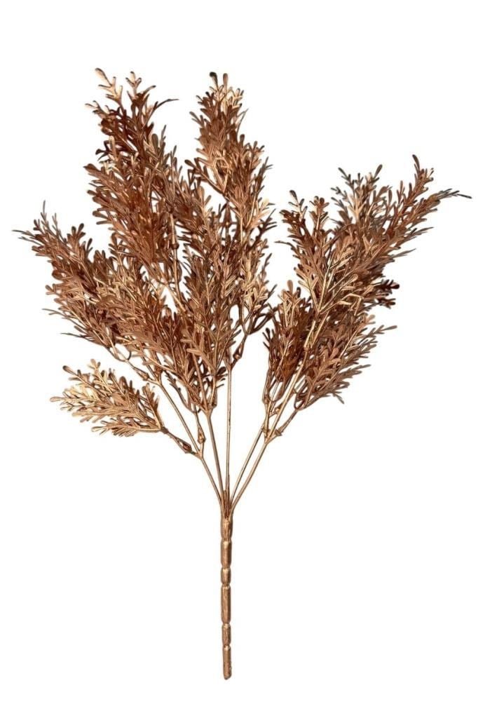 Yapay Çiçek Bakır Bronz Renk Kuşkonmaz Demeti Garnitür Aradal Dekoratif Yapay Bitki 35cm