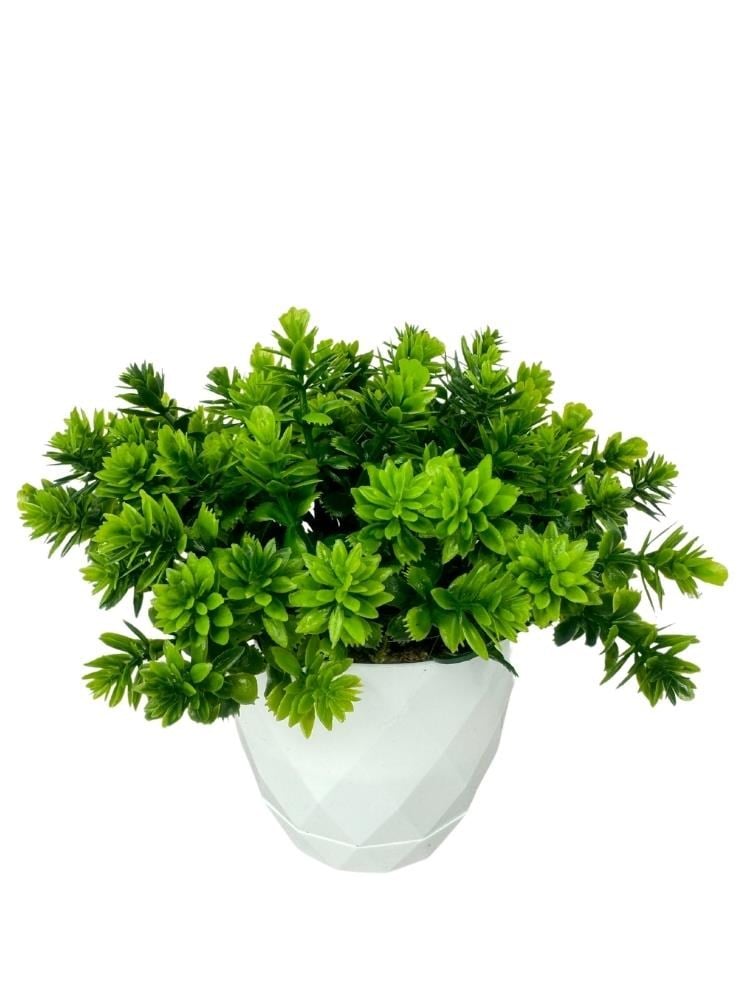 Yapay Çiçek Beyaz Saksıda Lotus Dekoratif Masa Çiçeği 15cm