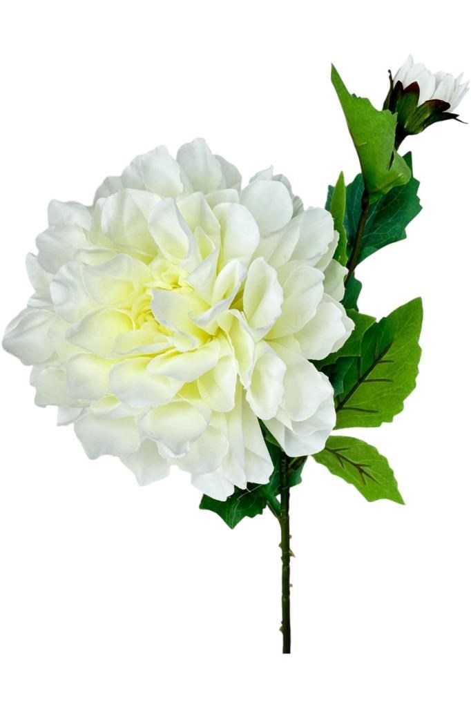 Yapay Çiçek Krizantem Beyaz Tek Dal Tomurcuklu 65*17cm Kumaş Çiçek Uzun Dal