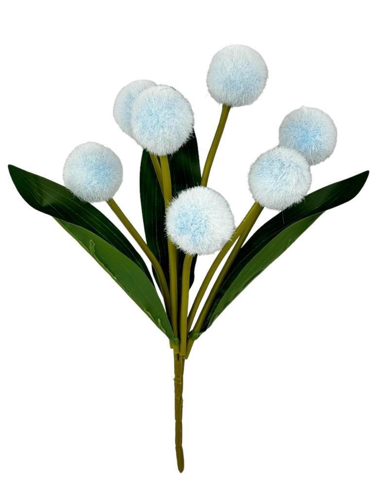 Yapay Çiçek Mavi Pompon Çiçeği Dekoratif Yapay Çiçek 30*20cm