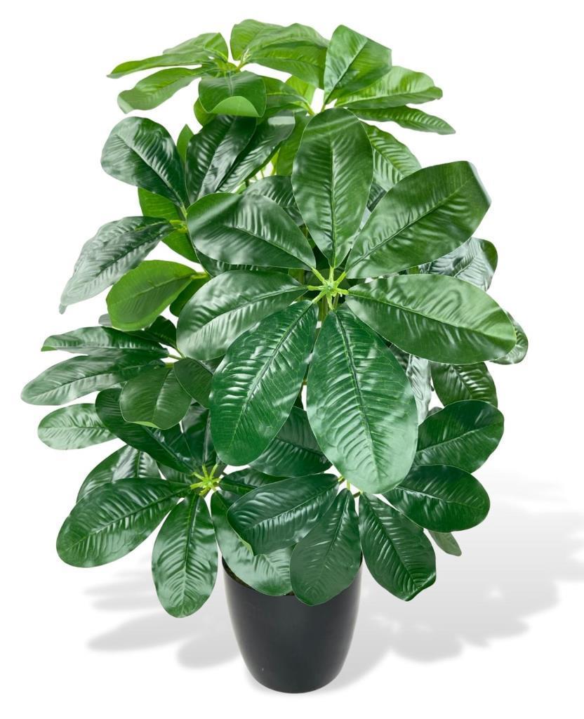 Yapay Çiçek Saksıda Şeflera Bitkisi 18Dal 75cm Salon Çiçeği Yapay Bitki Pachira Macrocarpa