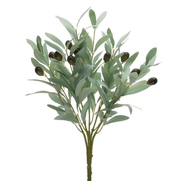 Yapay Zeytin Pastel Yeşil 40cm 5 Dallı 10 Meyveli Demet Yapay Çiçek Artificial Olive