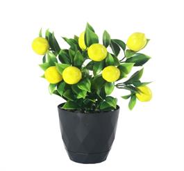 Yapay Çiçek Limon Ağacı Siyah Saksıda Ve Dekoratif 