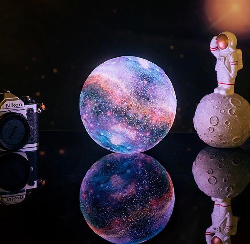 3D Galaksi Gezegen Gece Lambası 12CM *STAND HEDİYELİ* Renk Değiştirir