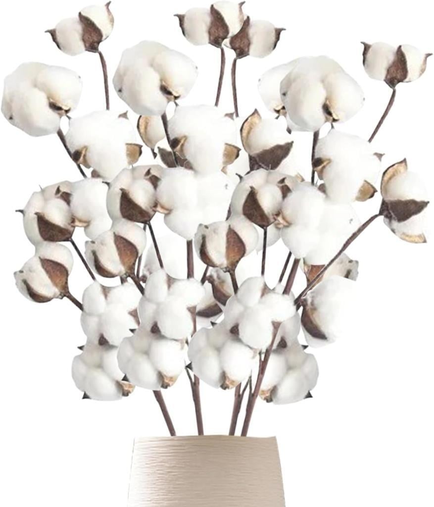 3lü Set Doğal Pamuk Çiçeği 9lu Kuru Çiçek 60cm Yapay Çiçek 