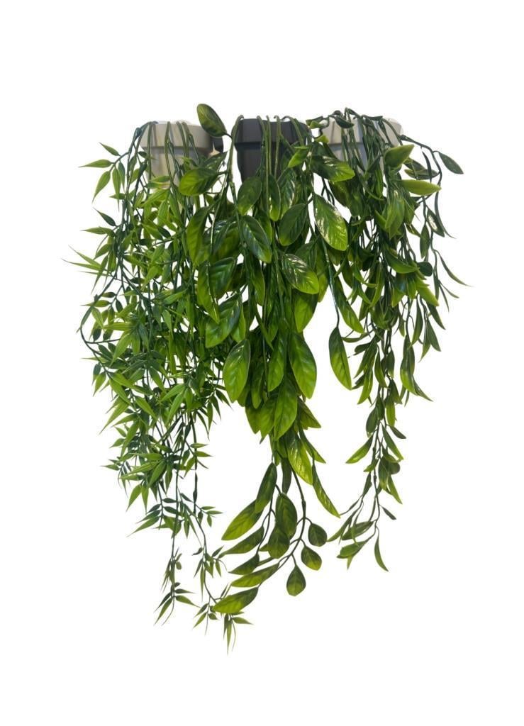 3lü Set Yapay Çiçek Mini Saksıda Yeşil Sarkan Bitkiler 45cm