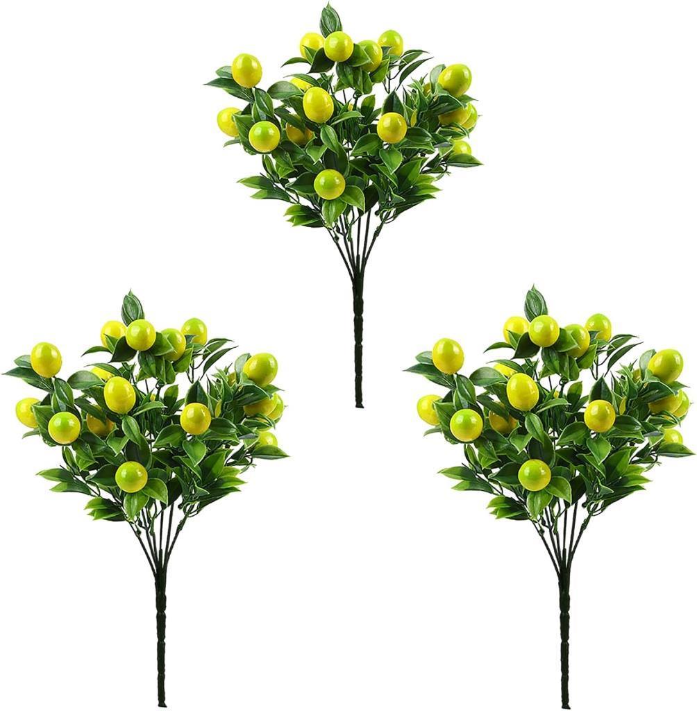 3lü Set Yapay Limon Demeti Yapay Çiçek 30*20cm Yeşil Yapraklı 