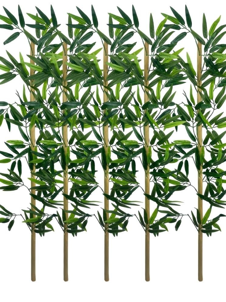 5li Set Yapay Bambu Sopası 12 Yapraklı 110cm Yapay Çiçek Bambu Duvarı Separatör Çiçeği Yapay Çiçek
