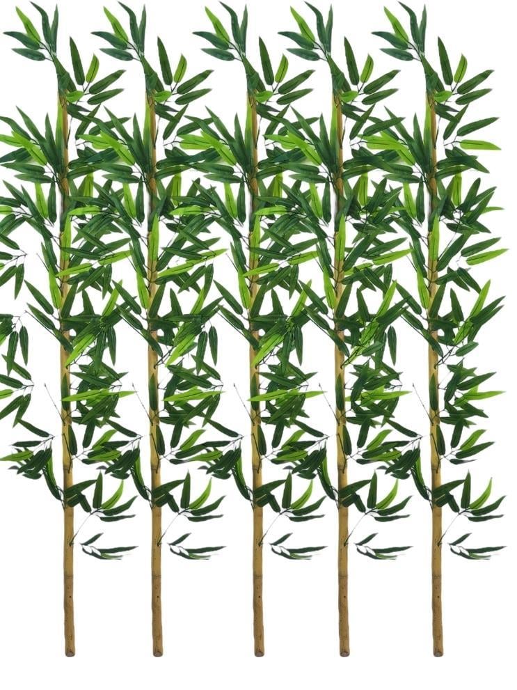5li Set Yapay Bambu Sopası 16 Yapraklı 150cm Yapay Çiçek Bambu Duvarı Separatör Çiçeği Yapay Çiçek