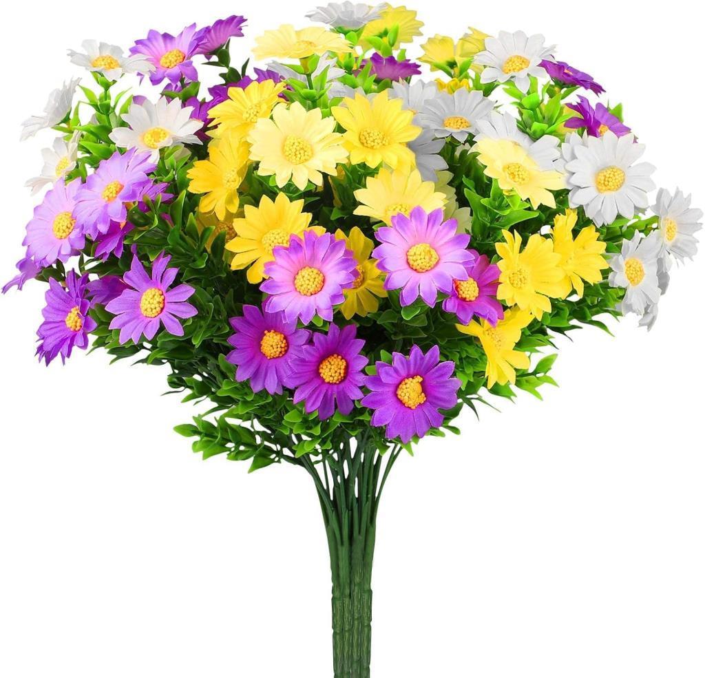 6lı Set Yapay Çiçek Papatya 5 Dallı Plastik Dekoratif Yapay Bitki