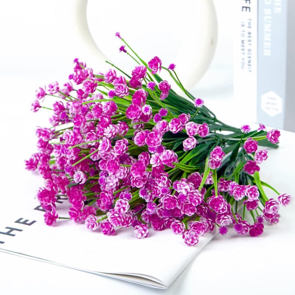 6lı Set Yapay Çiçek Sazlı Lotus Lila Renk 7 Dal Plastik  30cm 