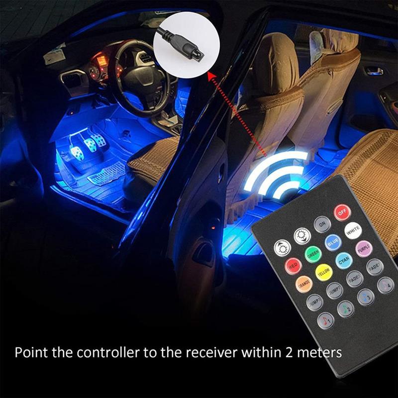 Araba Led Işıkları Şerit LED Uzaktan Kumandalı Araba İç Aydınlatma Paspas  Led Aydınlatma