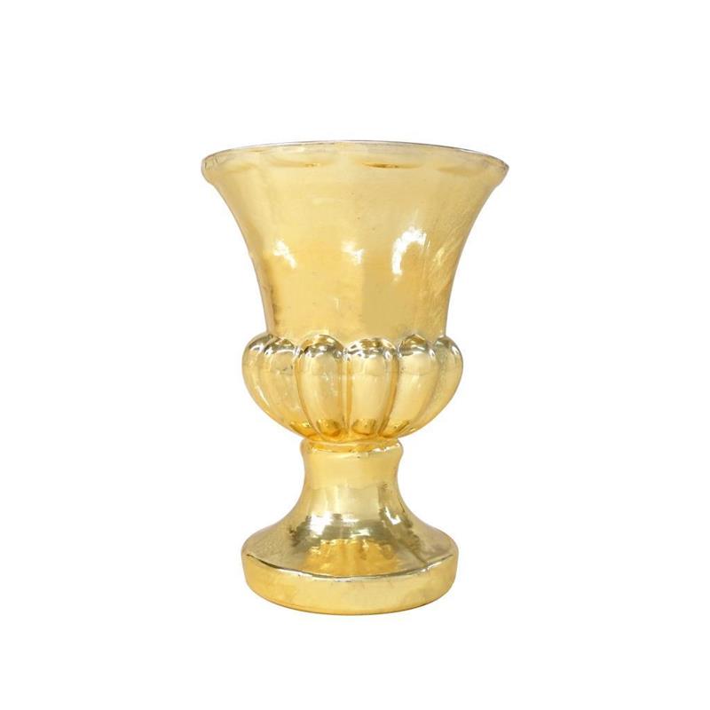 Cam Vazo Antik Kupa Tasarım Altın Renk 15x11 cm