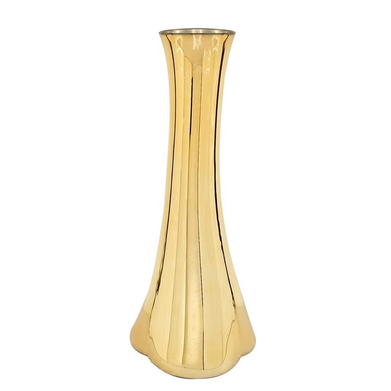 Fil Ayağı Vazo Altın Renk Cam Vazo 40cm İnce Belli Vazo