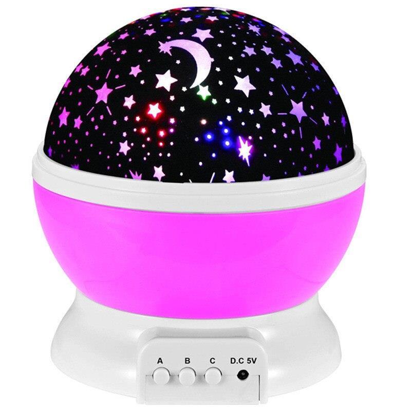 Star Master PEMBE Renkli Yıldızlı Gökyüzü Projeksiyon Dönen Ay Yıldız Gece Lambası