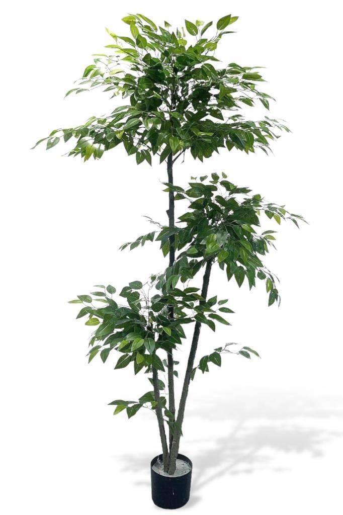 Yapay Ağaç 3 Katlı Benjamin Plastik Saksıda 190 cm 1.Kalite Yapay Çiçek Dekoru