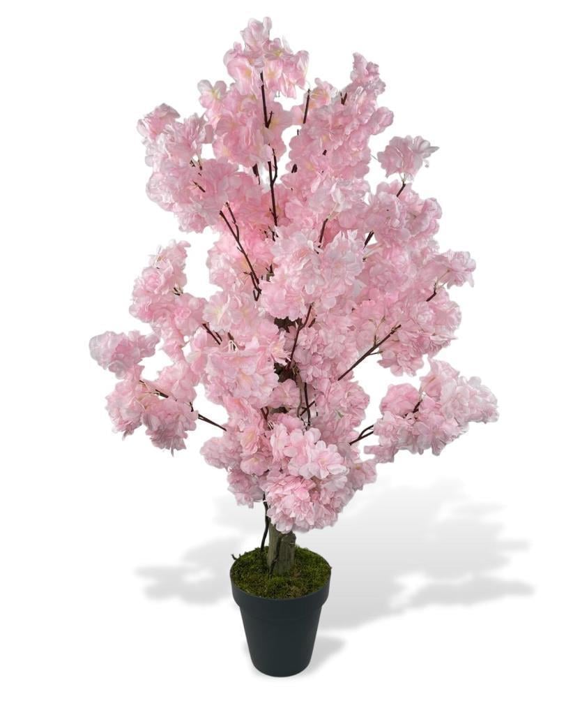 Yapay Ağaç Bahardalı Ağacı Pembe Japon Kiraz Çiçeği Sakura Çiçeği 80cm Siyah Plastik Saksılı