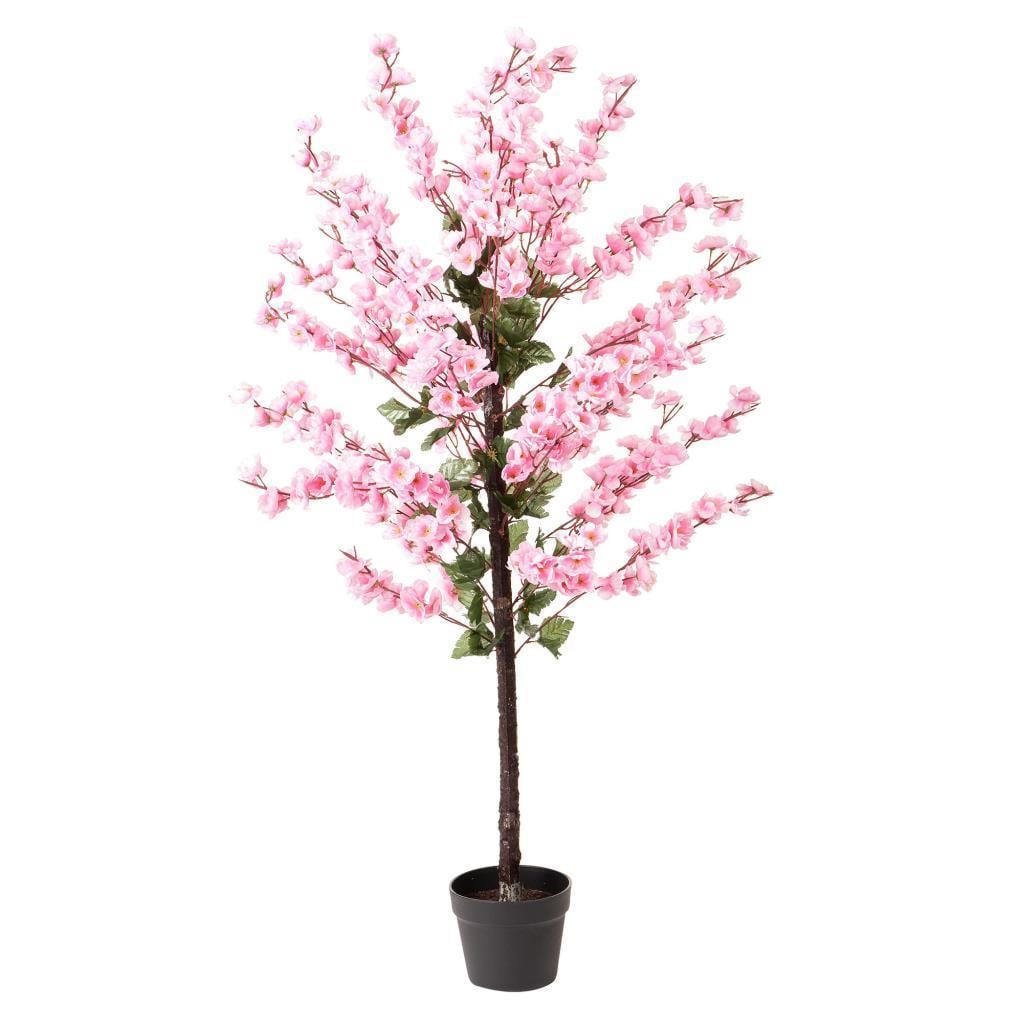 Yapay Ağaç Bahardalı Ağacı Pembe Japon Kiraz Çiçeği Sakura Çiçeği 127x70cm Siyah Plastik Saksılı