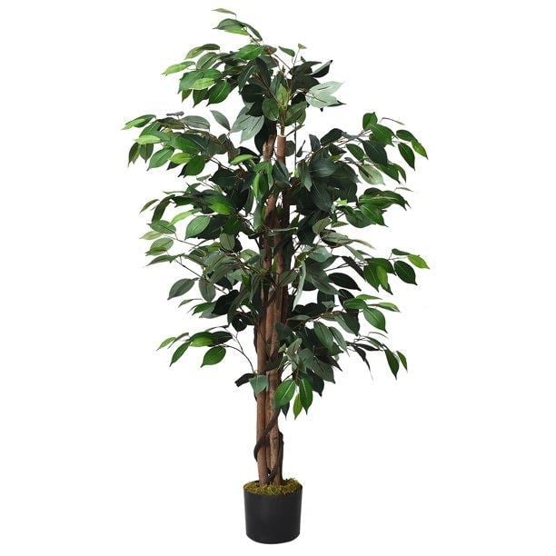 Yapay Ağaç Benjamin 2 Gövdeli Çalılı 120x70cm Siyah Plastik Saksılı