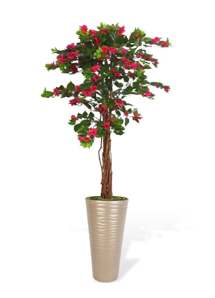 Yapay Ağaç Dore 57cm Kumsal Vazoda Begonvil Ağacı Fuşya Bodrum Çiçeği 180cm