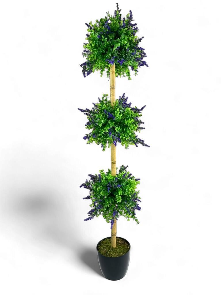 Yapay Ağaç Lavantalı Şimşir Top Siyah Saksılı 115*30cm