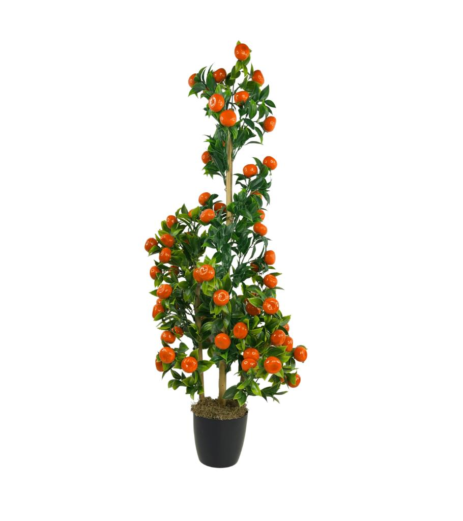Yapay Ağaç Mandalina Ağacı 80cm 3boy Bambuda Akrilik Siyah Saksılı