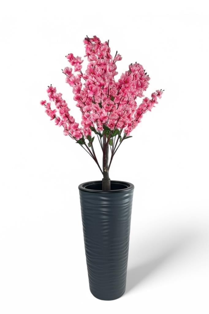 Yapay Ağaç Pembe Bahardalı Ağacı Antrasit Kumsal Vazoda 130cm Japon Kiraz Çiçeği