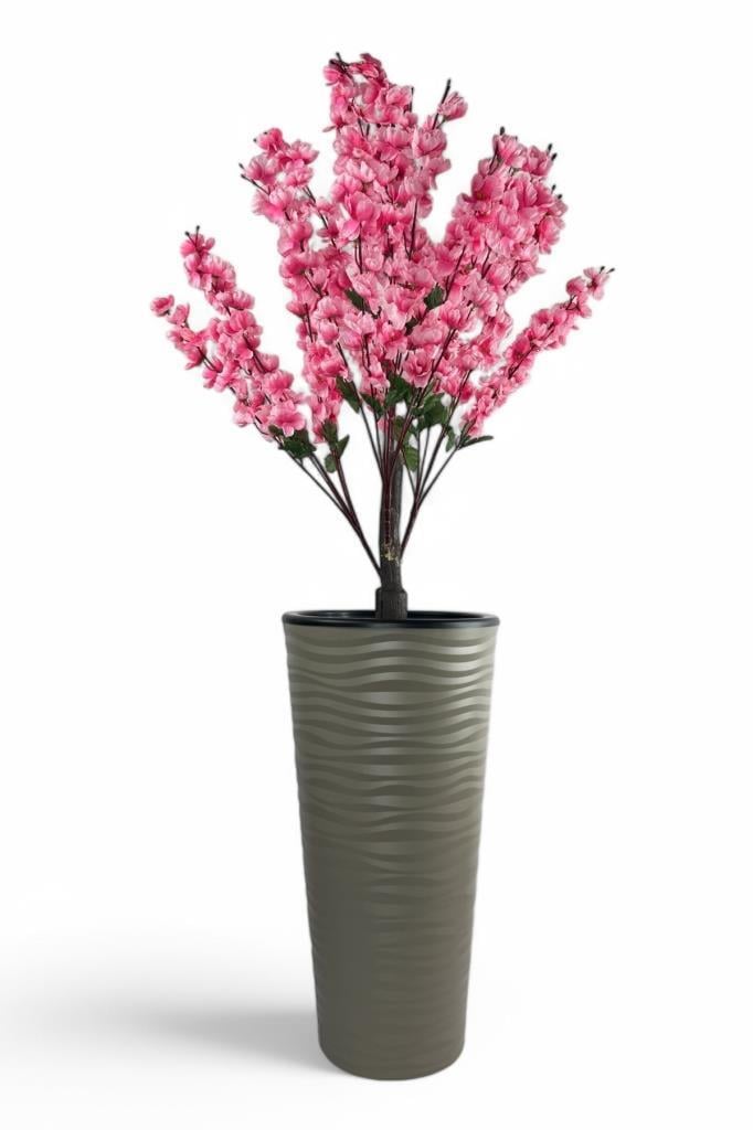 Yapay Ağaç Pembe Bahardalı Ağacı Dore Kumsal Vazoda 130cm Japon Kiraz Çiçeği