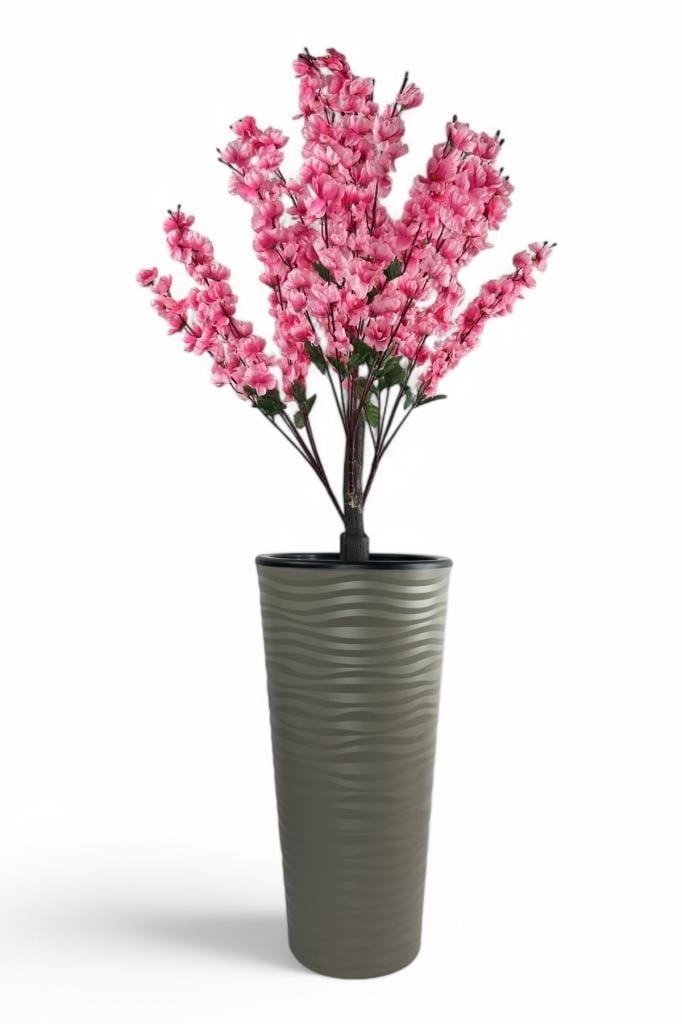Yapay Ağaç Pembe Bahardalı Ağacı Dore Kumsal Vazoda 130cm Japon Kiraz Çiçeği