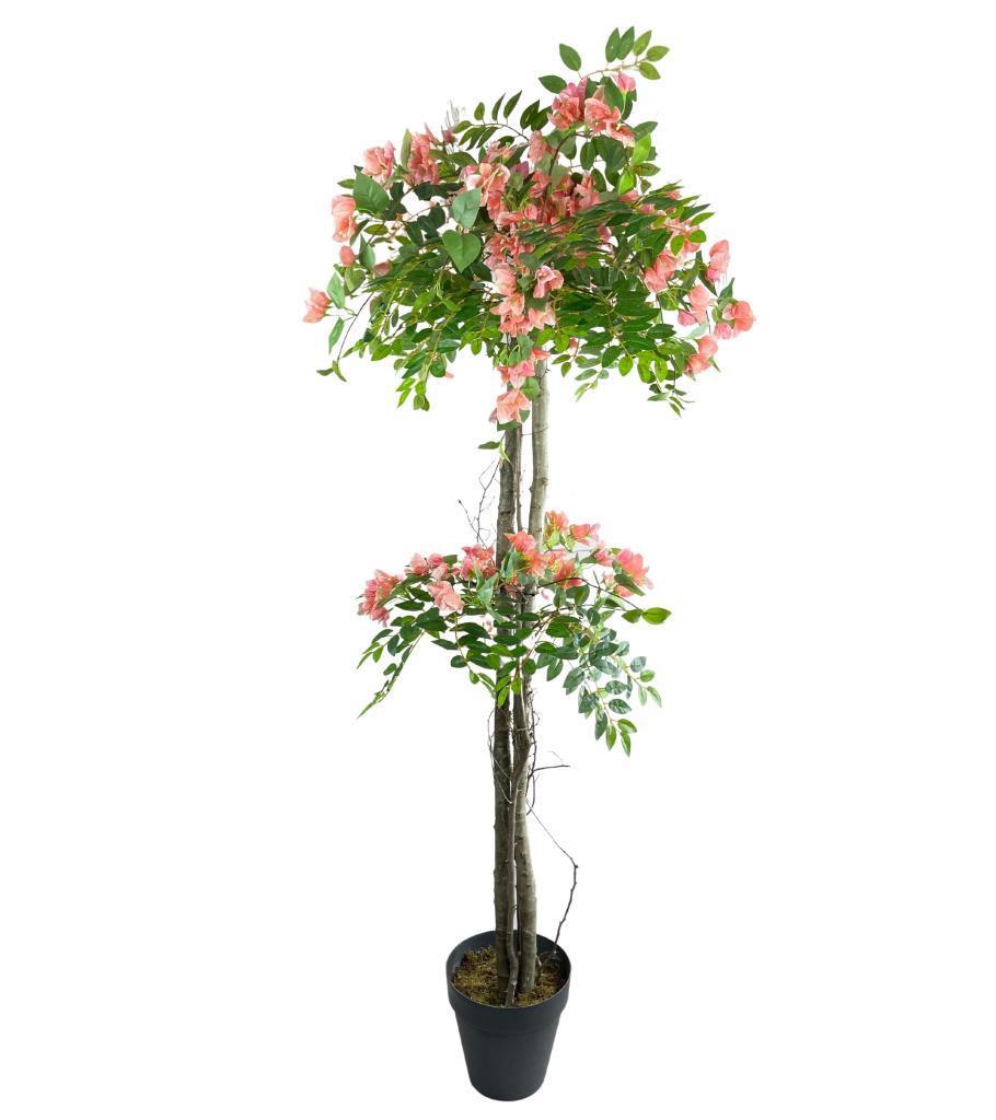 Yapay Ağaç Pembe Begonvil Ağacı 2Gövdeli Doğal Salex Dallar 2katlı 180cm