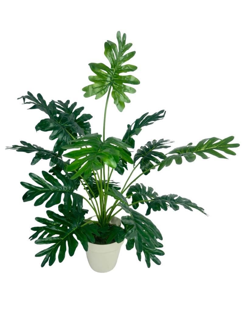 Yapay Ağaç Salon Bitkisi Syngonium 70 cm 18 Yaprak Beyaz Saksıda