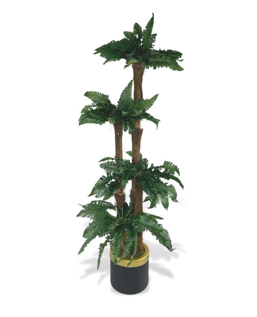 Yapay Ağaç Sıkas Palmiye Siyah Gold Saksılı 4Katlı 110cm Salon Çiçeği Yapay Çiçek