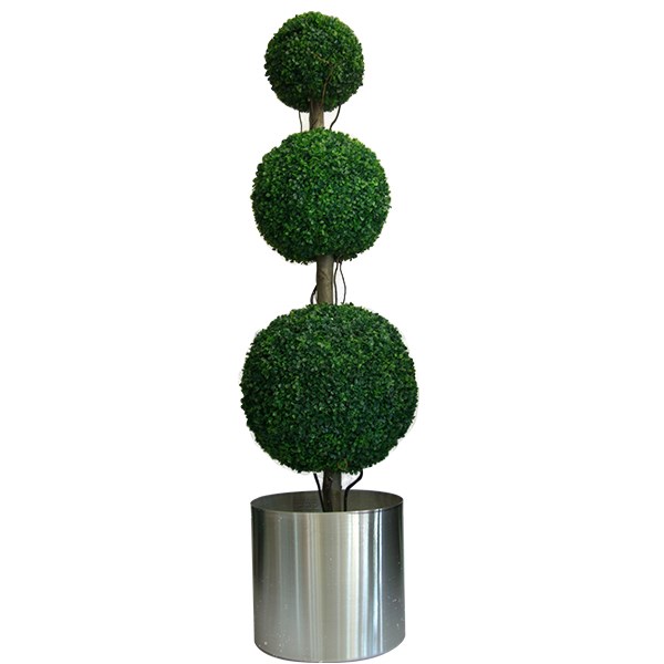 Yapay Ağaç Şimşir Top 3 Toplu 170 cm Galvaniz Saksılı 1. Kalite