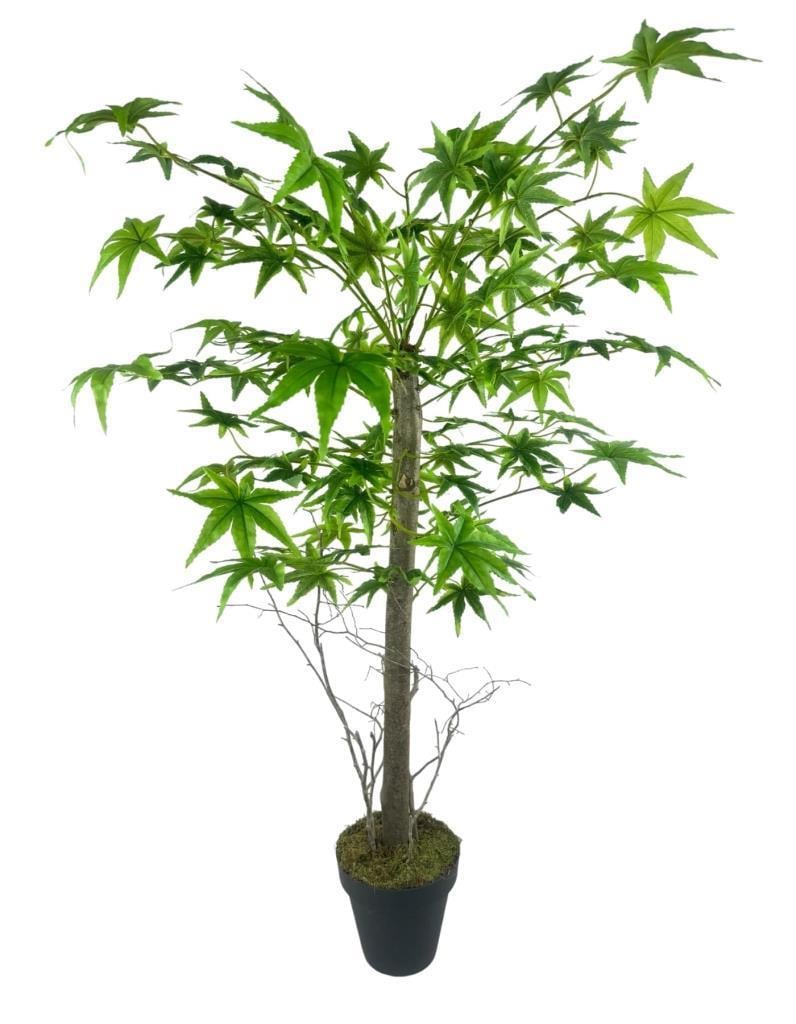 Yapay Ağaç Yeşil Japon Akçaağacı 100x70cm Siyah Plastik Saksılı