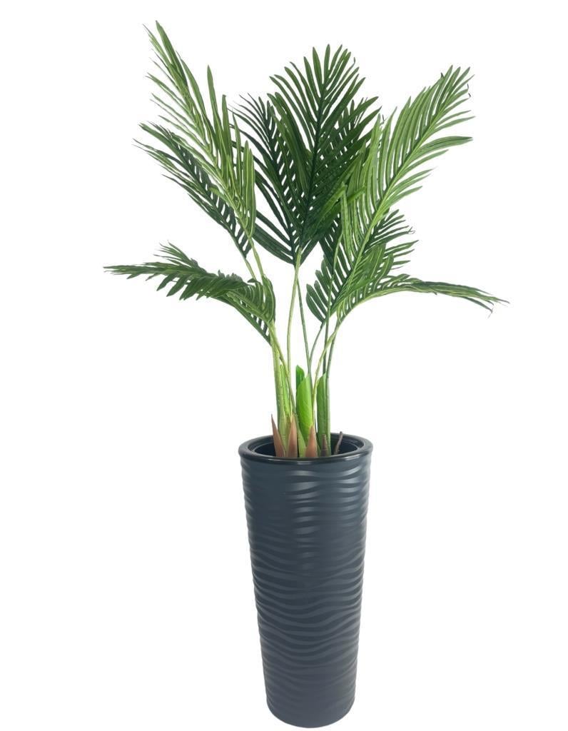 Yapay Areka Palmiye Ağacı Antrasit Kumsal Vazoda Yapay Ağaç 150cm 10 Yaprak