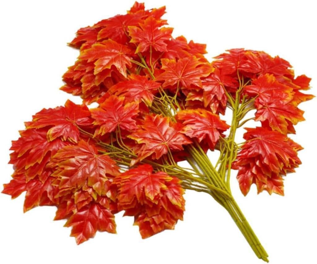 Yapay Çiçek 12 Li Set Sonbahar Hazan Çınar Yaprağı Yapay Ağaç Yaprağı
