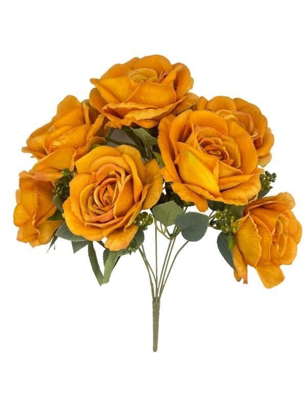 Yapay Çiçek 7li Gül Demeti 40*30cm 1.Kalite Büyükboy HARDAL