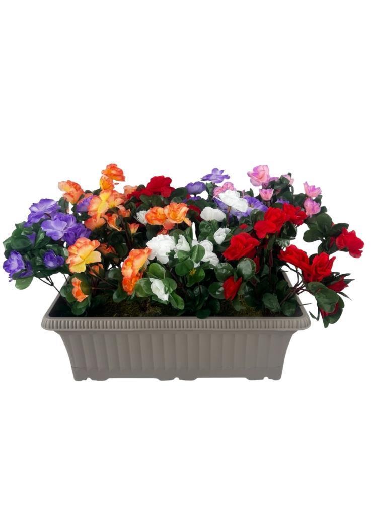 Yapay Çiçek Açelya Mokka Küpeşte Askılı Saksıda Balkon Çiçeği 