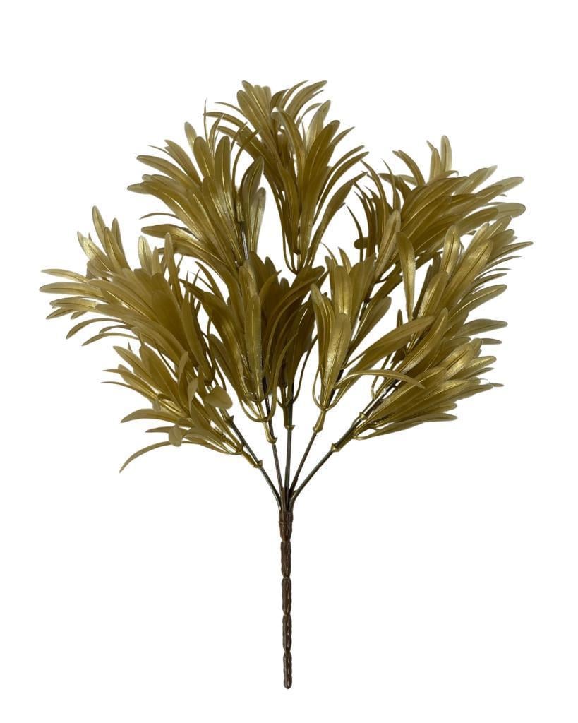 Yapay Çiçek Altın Gold Renk Podocarpus Demeti 5 dal Garnitür Aradal Dekoratif Yapay Bitki